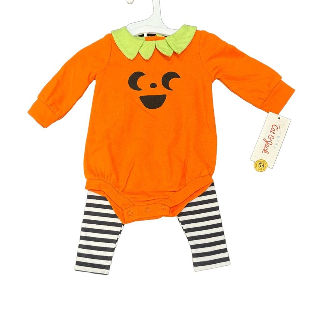 Cat & Jack Halloween Jack-o’-lantern Romper Set Size 6-9M
